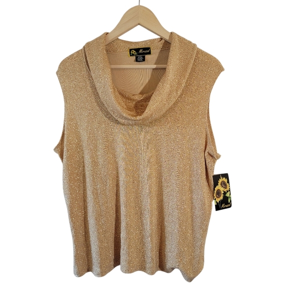 NWT Mirasol Gold Metallic Cowlneck Sleeveless Festive Top XL Glam Evening Party - Picture 12 of 12